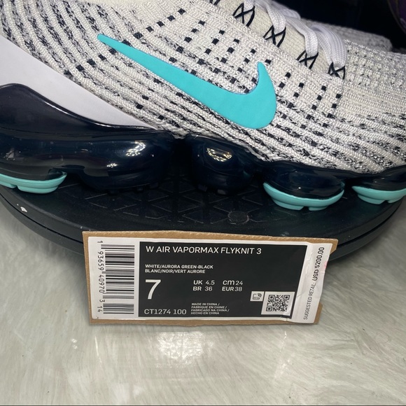 🆕 Nike Wmns Air VaporMax Flyknit 3 'Tiffany Teal' - Picture 2 of 12